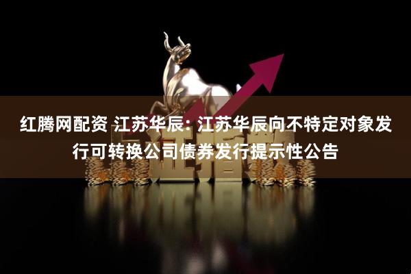 红腾网配资 江苏华辰: 江苏华辰向不特定对象发行可转换公司债券发行提示性公告
